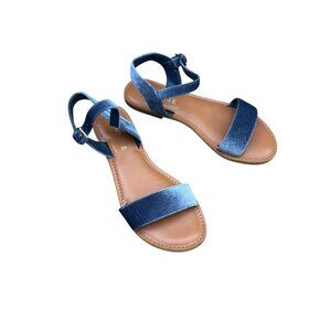 Rampage Blue Velvet Ankle Strap Sandals Size 8.5 Medium